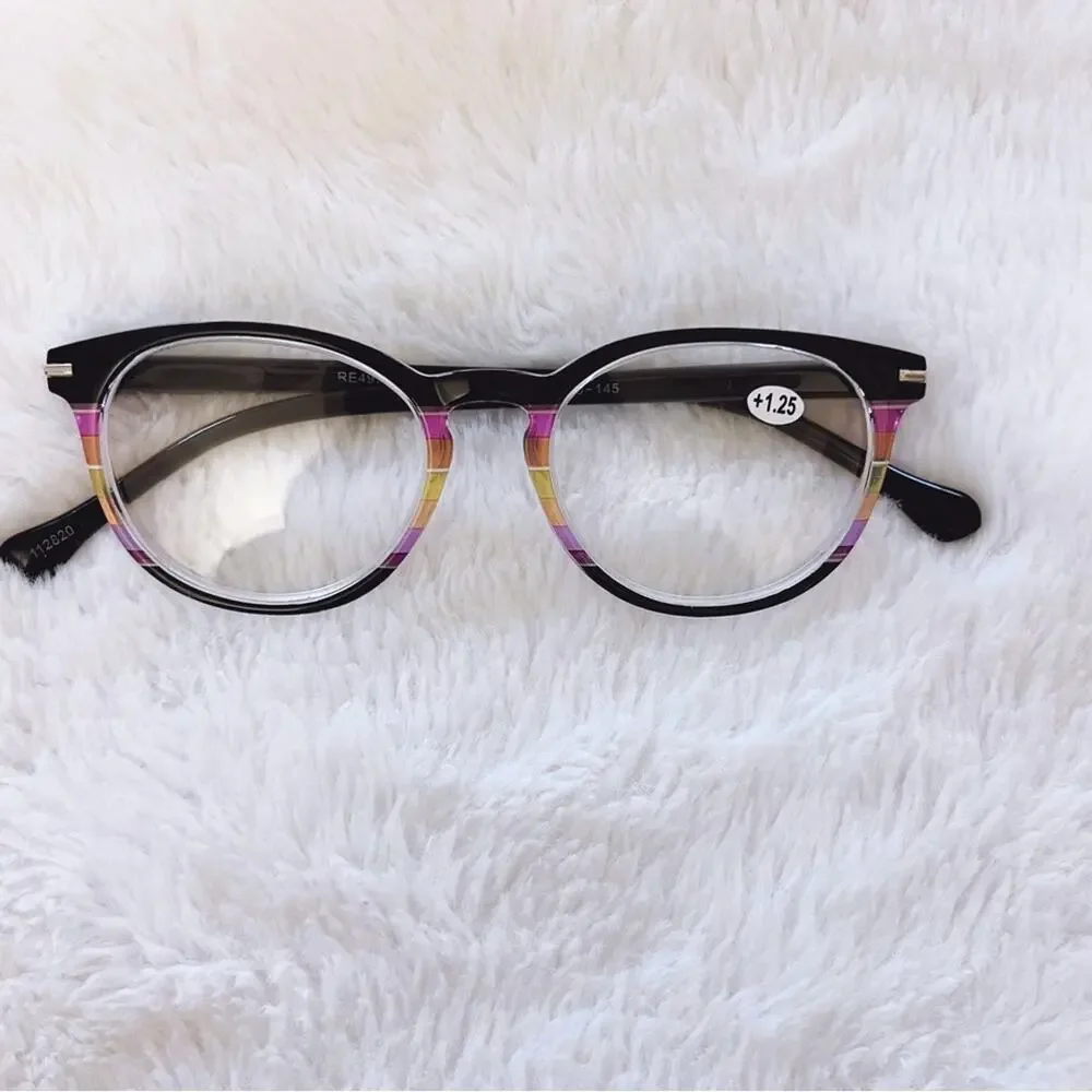 Zoe Black Multi-Color Round Reader Glasses